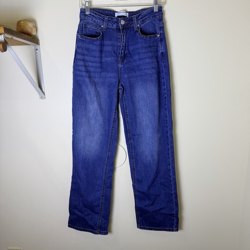Wax Jean Collection Denim Blue Jeans Women's Sz 5/27 Straight Leg Distressed